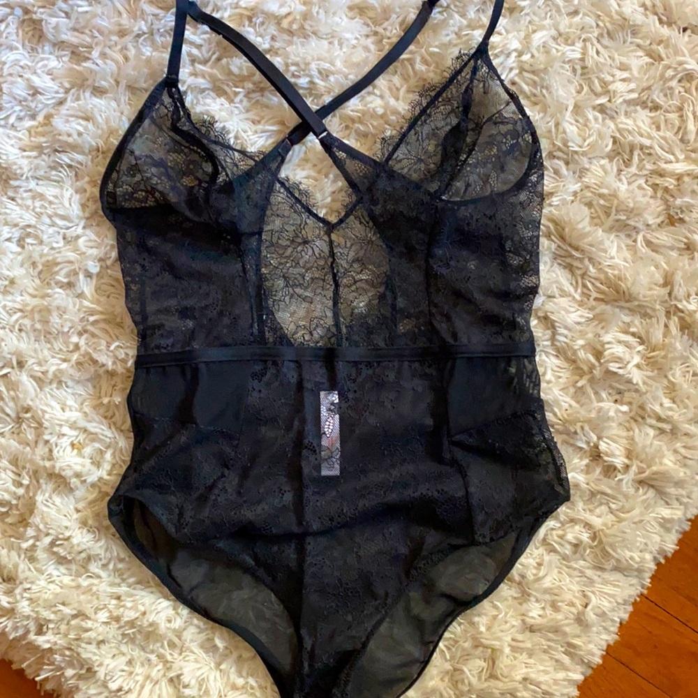 Gilligan & OMalley Black Lace Bodysuit